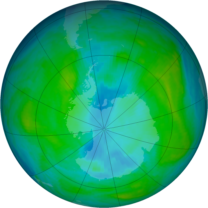 Antarctic ozone map for 28 January 1985